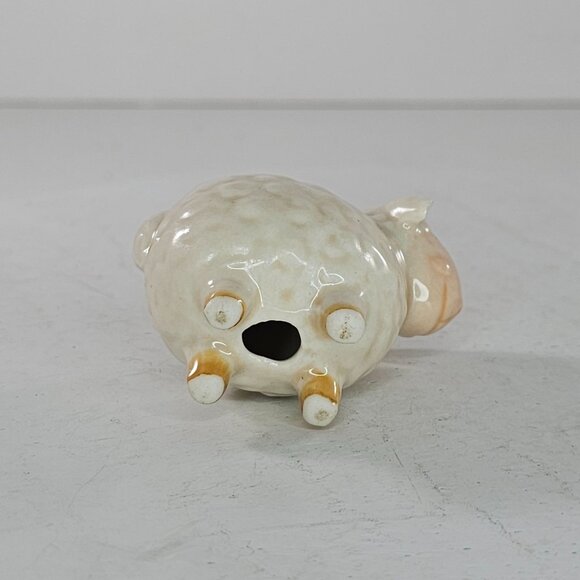 Vintage Ceramic Sheep Miniature Figurine Whimsical Cute Puffy *Chipped* - Picture 7 of 7